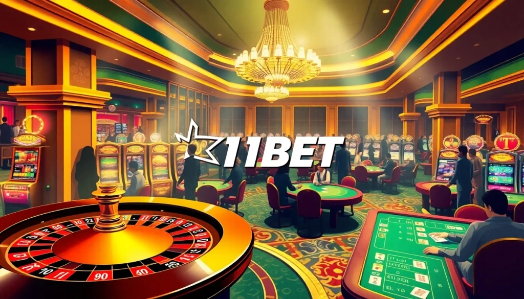 Experience the vibrant 11BET casino scene with thrilling games and engaging players.